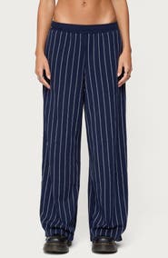 EDIKTED Mercer Pinstripe Wide Leg Pants