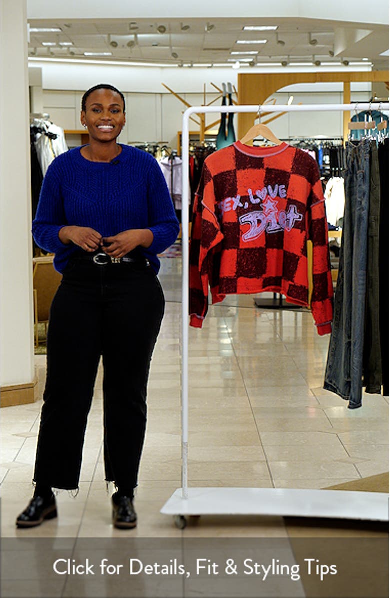 Sex, Love & Diet Checkerboard Crop Crewneck Sweatshirt, sales video thumbnail