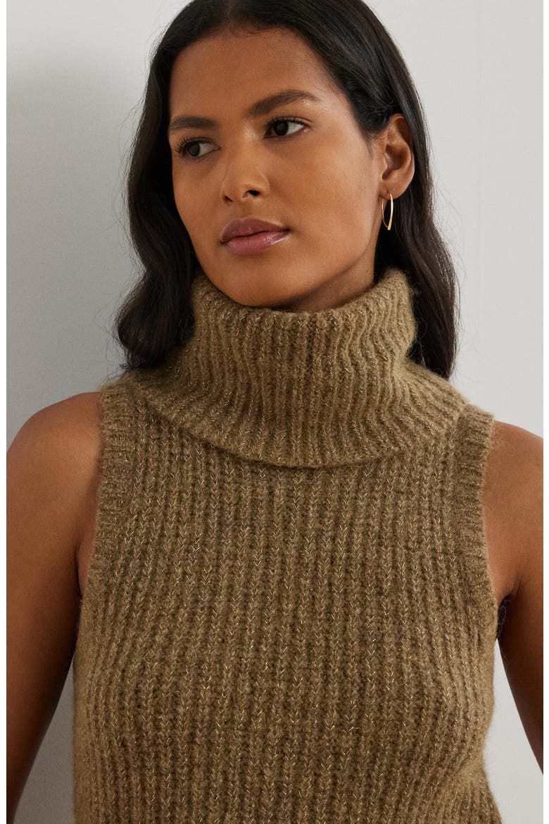 Metallic Sleeveless Turtleneck Sweater, Alternate, color, MULTI