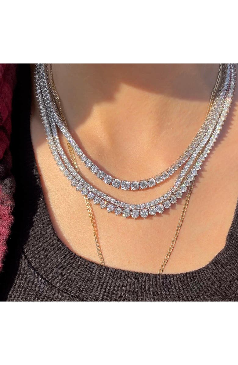 Leni James The Liz 3 Prong Graduated Tennis Necklace, Alternate, color, Silver