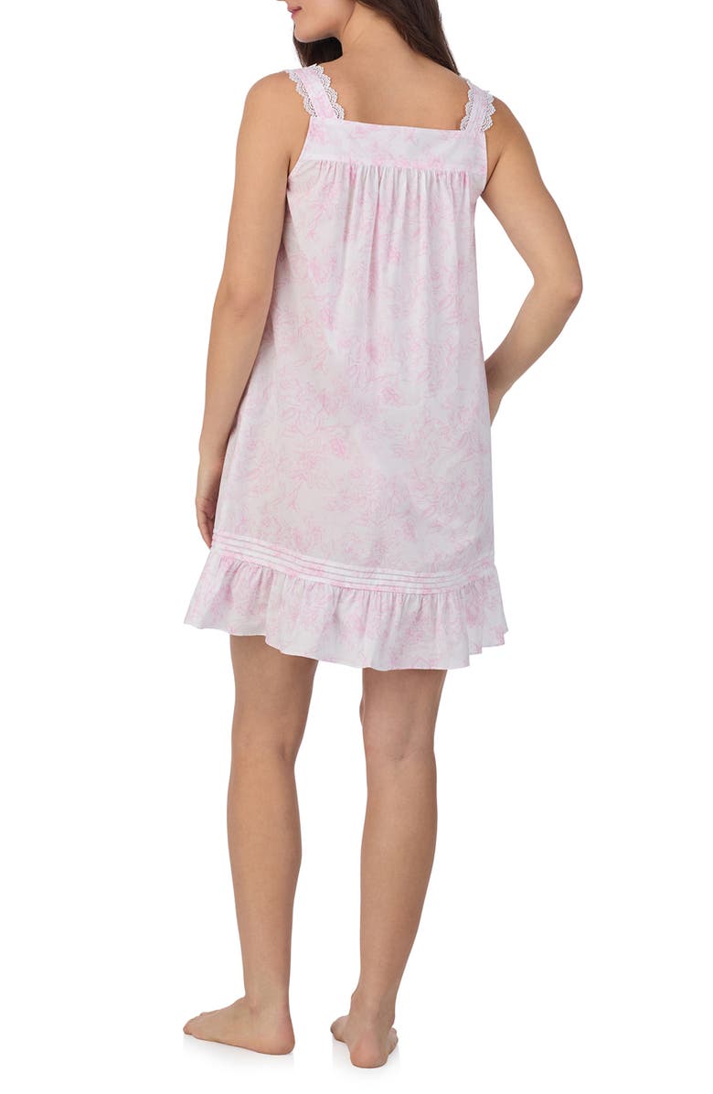 Eileen West Floral Sleeveless Short Cotton Lawn Nightgown, Alternate, color,