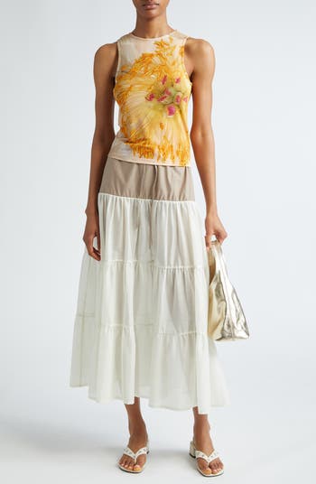 パロマウール　floral-print strapless tank top パロマウール floral-print strapless tank top
