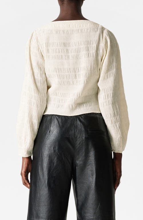 Shop & Other Stories Shirred Bateau Neck Top In White Dusty Light