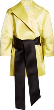 Givenchy Belted Duchesse Satin Cocoon Wrap Coat