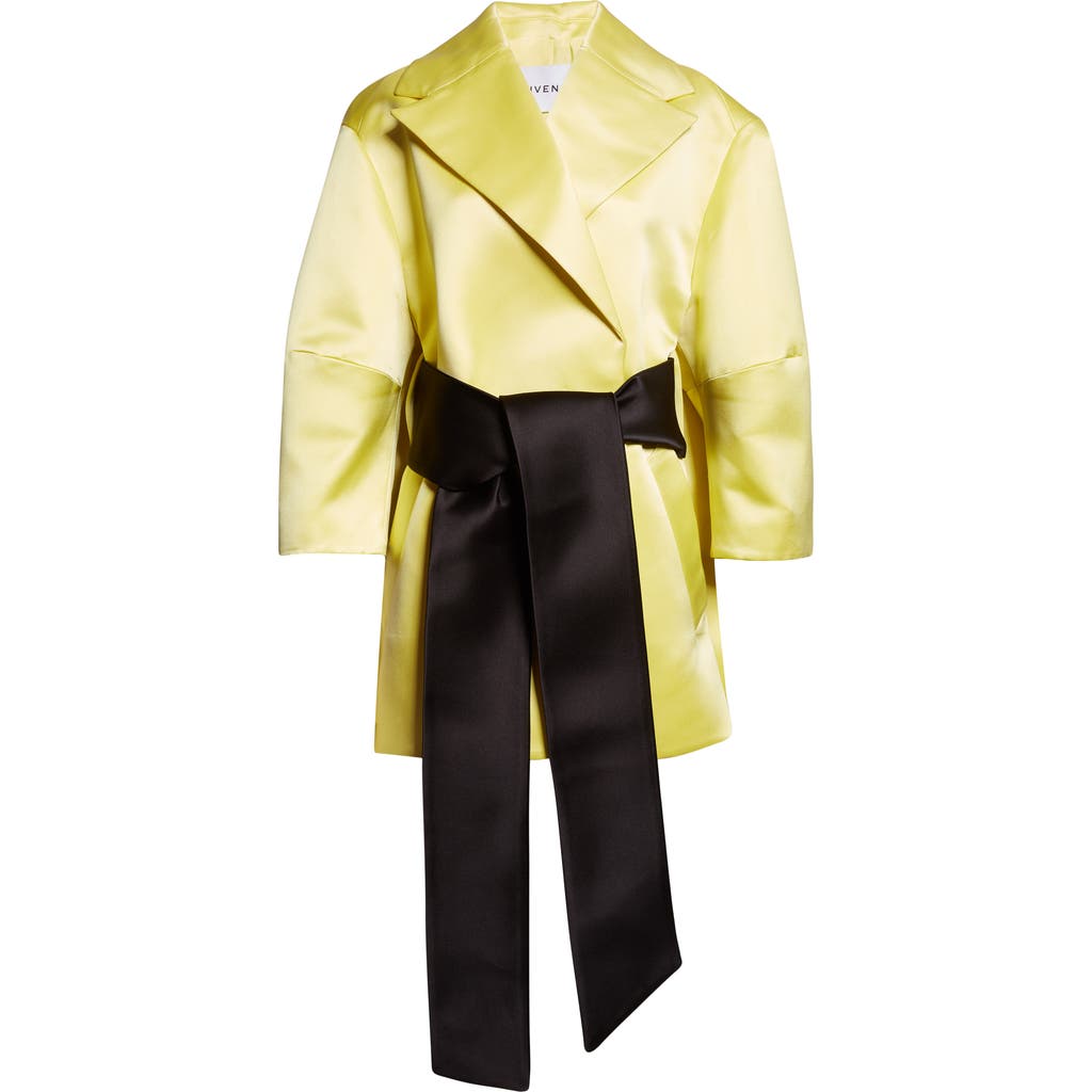 Givenchy Belted Duchesse Satin Cocoon Wrap Coat In Yellow