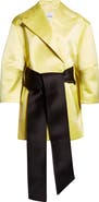 Givenchy Belted Duchesse Satin Cocoon Wrap Coat