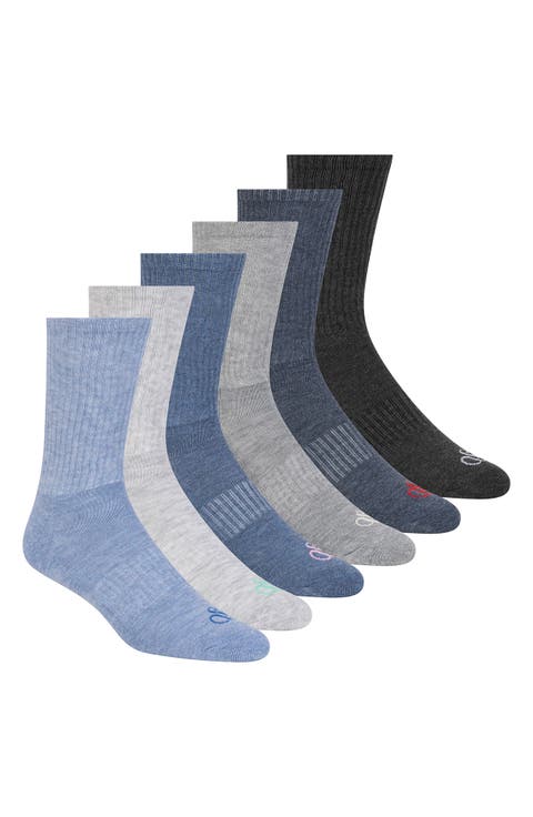 6-Pack Half Terry Crew Socks