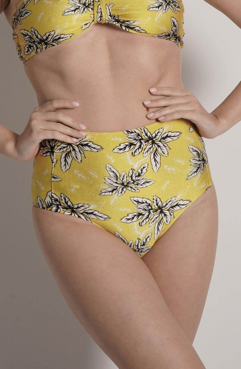 Sauipe Bianca High Waisted Bikini Bottom, Alternate, color, Yellow