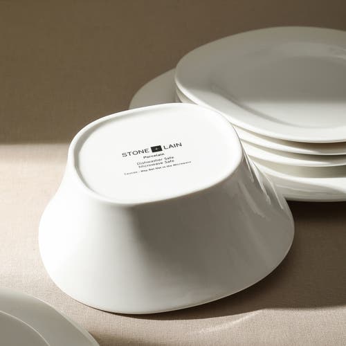 Stone Lain Quadro Porcelain 4-piece Bowl Set In White