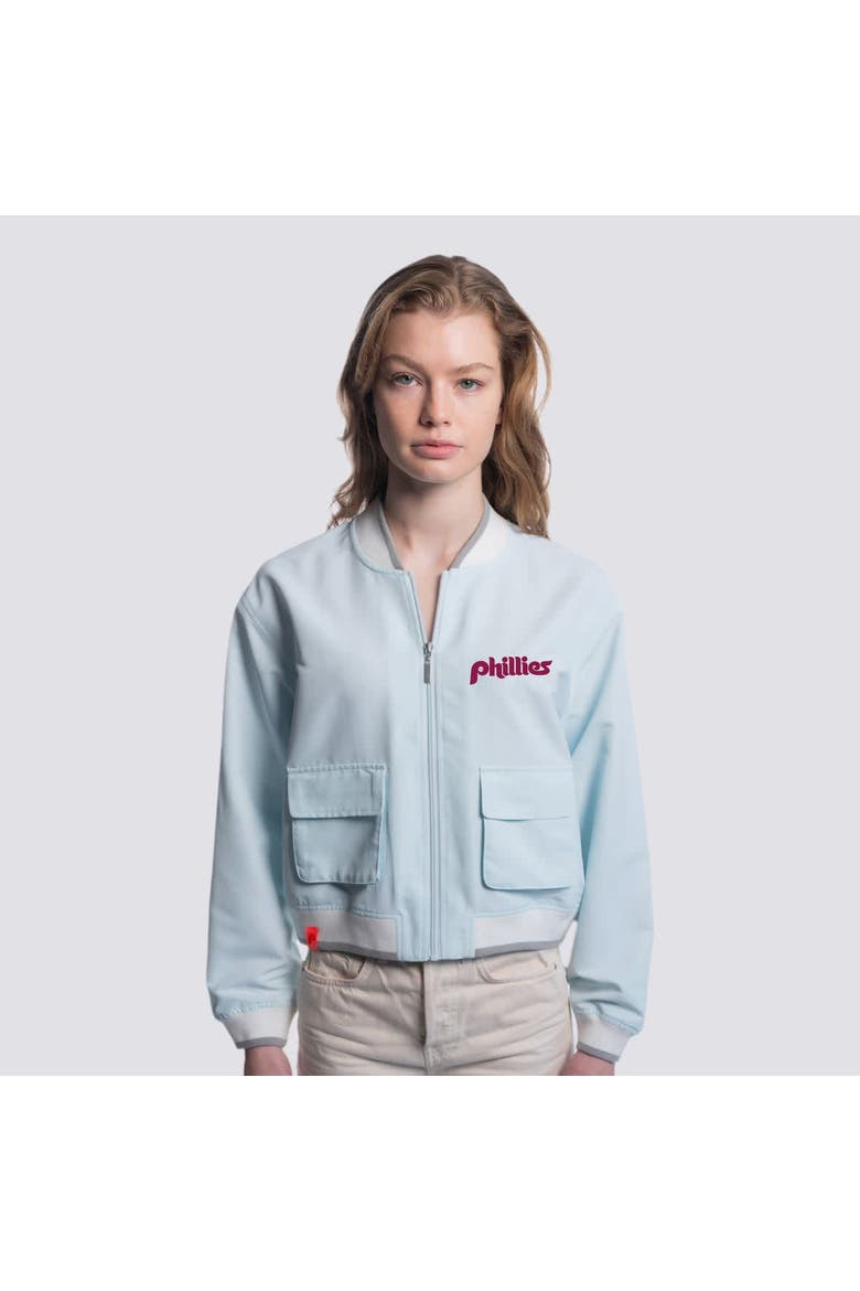 Women's Lusso  Light Blue Philadelphia Phillies Paisley Cropped Full-Zip Jacket, Alternate, color, Light Blue