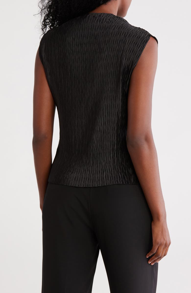 DKNY Funnel Neck Pleated Woven Top, Alternate, color, Black