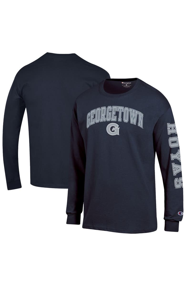 Champion Men's Champion  Navy Georgetown Hoyas Arch Over Logo 2-Hit Long Sleeve T-Shirt, Alternate, color, Navy