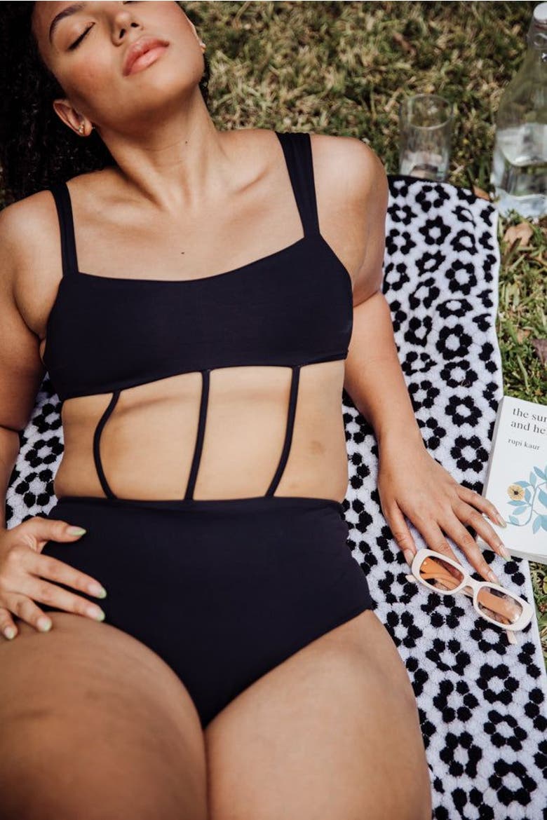Mary Exposed-Torso One Piece Swimsuit, Alternate, color, Black