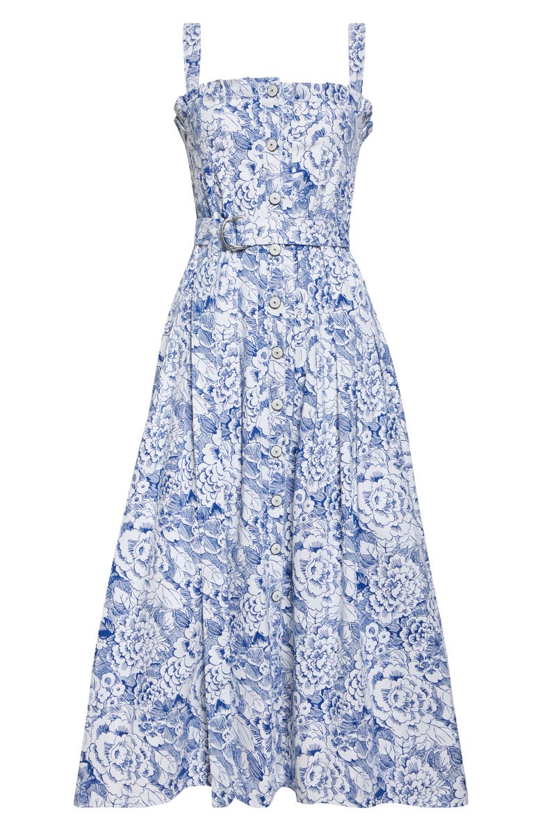 Cinq à Sept Floral Print A-Line Dress, Alternate, color, White/ Dark Cerulean