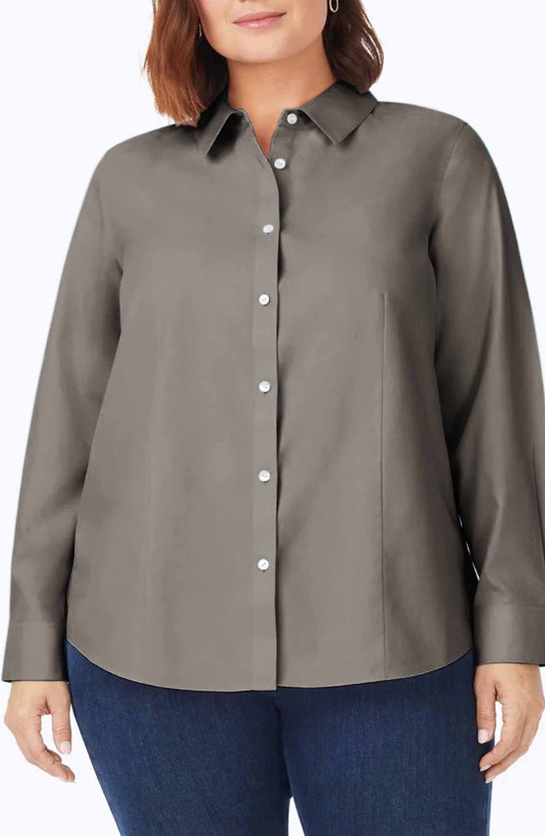 Foxcroft Dianna Non-Iron Button-Up Shirt, Main, color, Charcoal