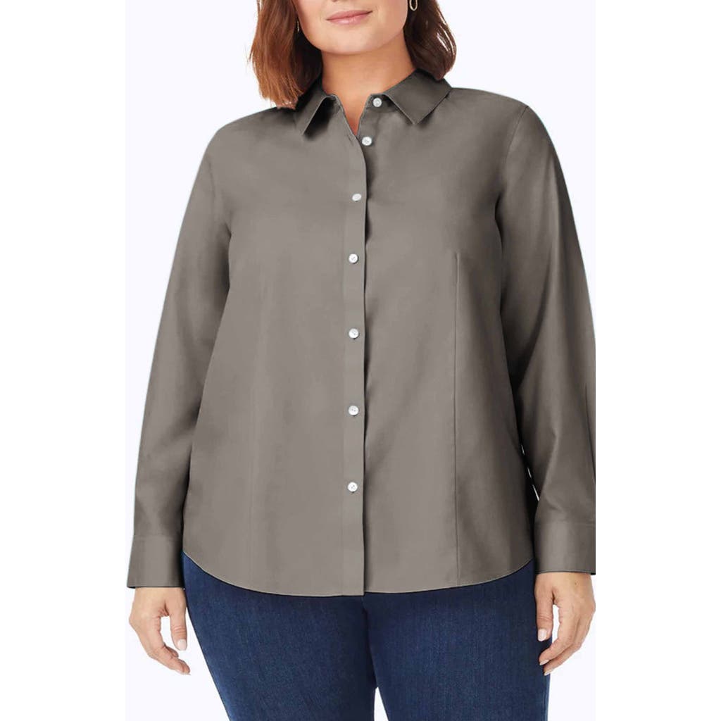 Foxcroft Dianna Button-up Shirt In Charcoal