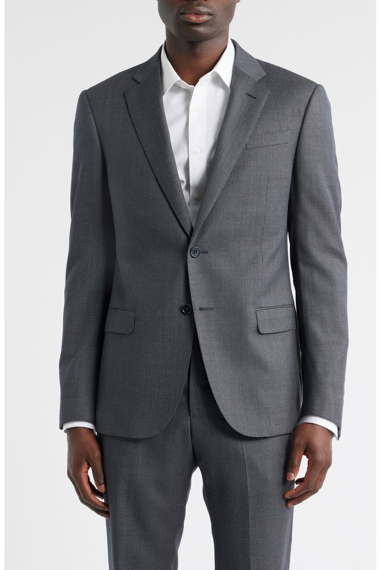 Grey Nailhed Virgin Wool Suit, Alternate, color, GRAPHITE