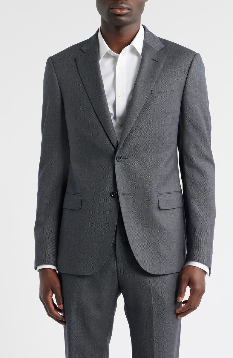Emporio Armani Grey Nailhed Virgin Wool Suit, Alternate, color, Graphite