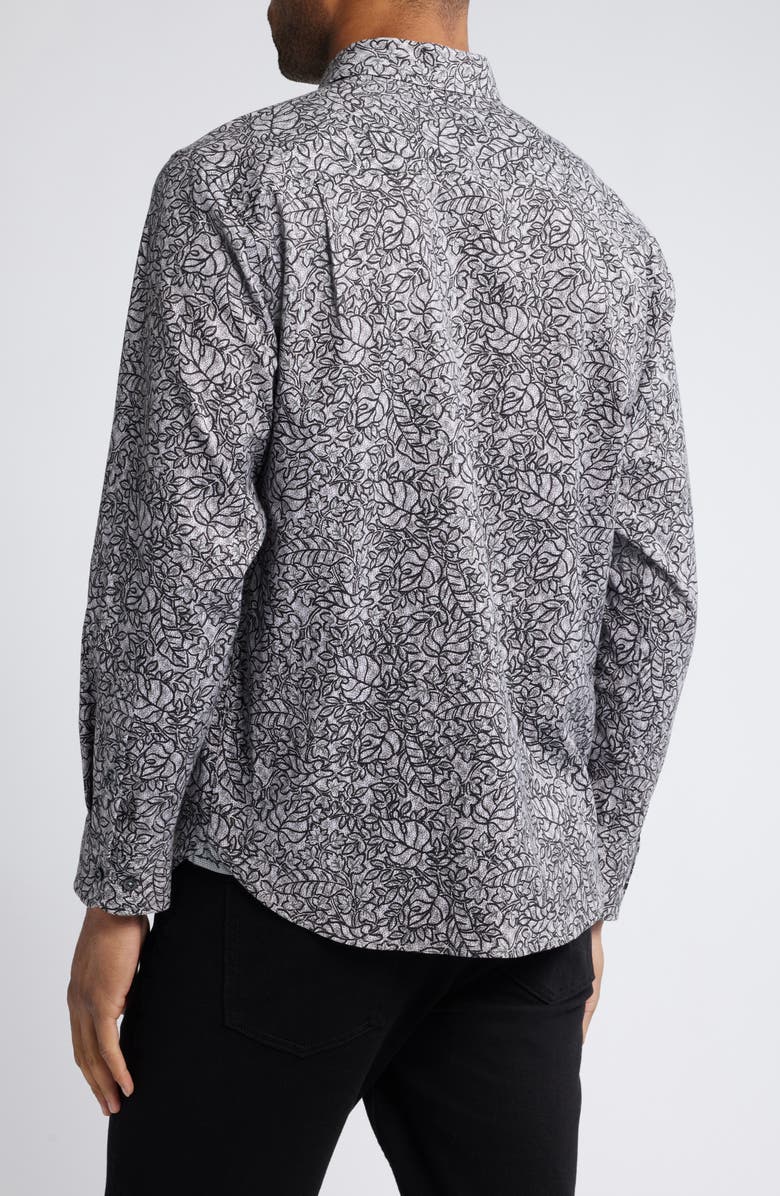 Tommy Bahama Lazlo Seaside Soiree Leaf Print Button-Up Shirt, Alternate, color, Gunmetal