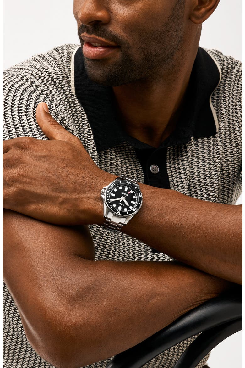 Dalton Three-Hand Bracelet Watch, 42mm, Alternate, color, SILVER