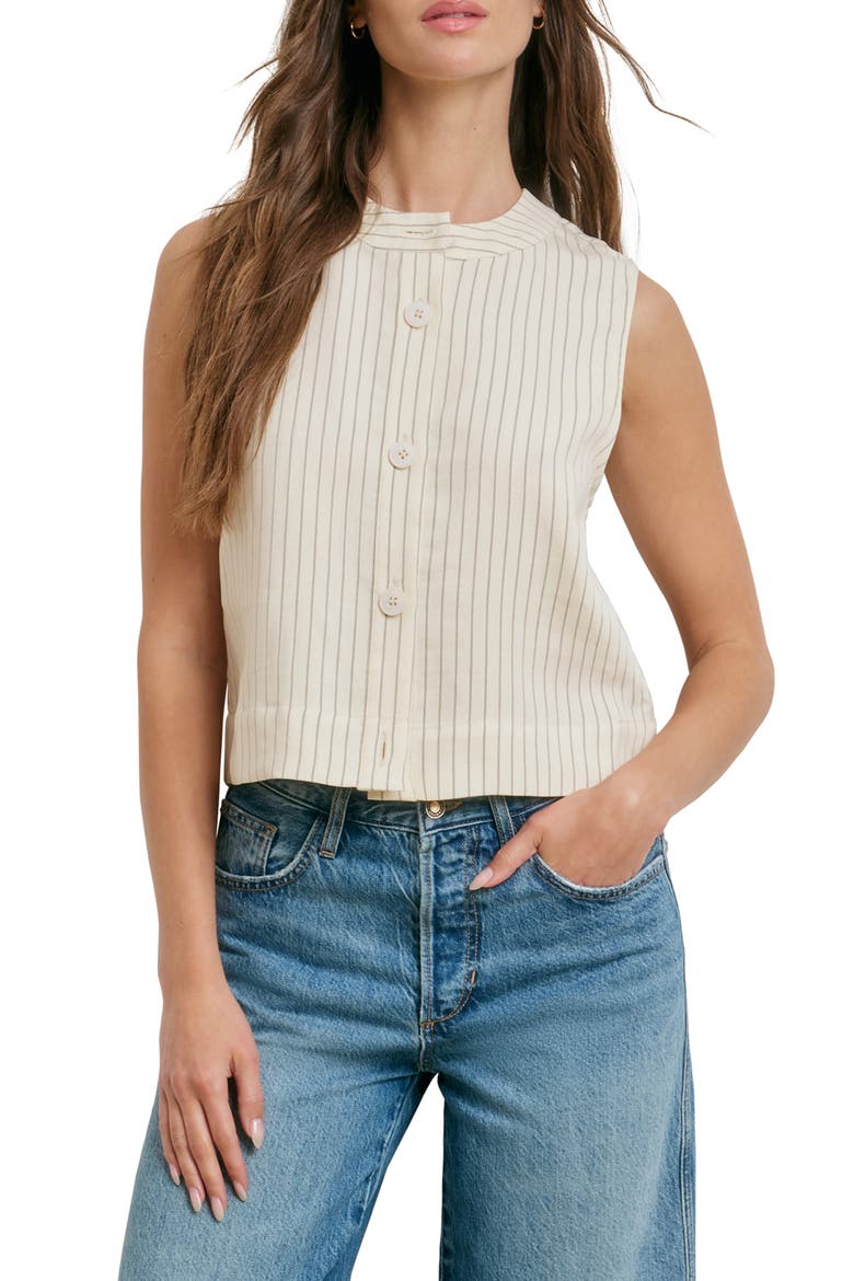 The Fine Line Pinstripe Button-Up Top, Main, color, CREAM PINSTRIPE
