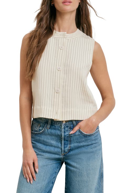 The Fine Line Pinstripe Button-Up Top