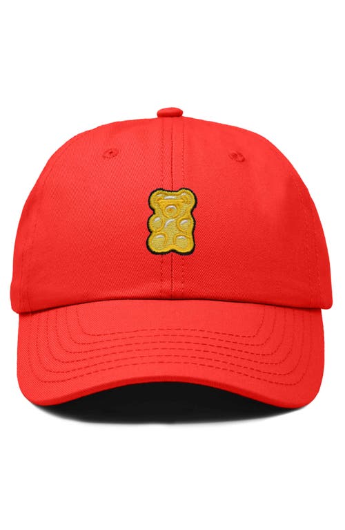 Dalix Yellow Gummy Embroidered Dad Cap In Red