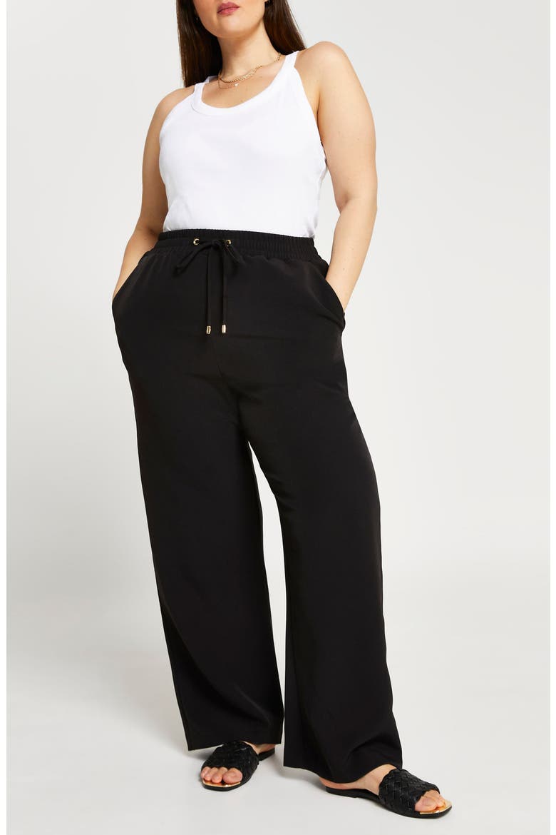 Wide Leg Drawstring Pants, Alternate, color, BLACK