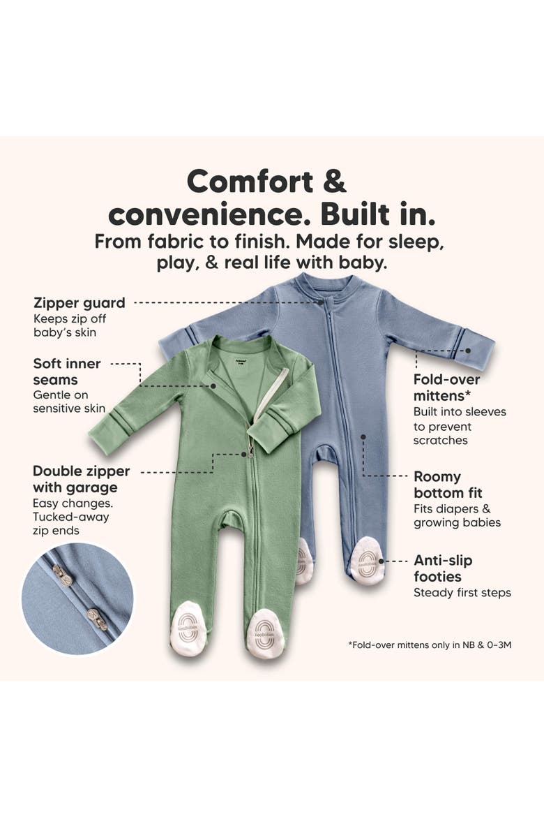 2-Pack Soothe Baby Sleep & Play Footies, Alternate, color, Soft White
