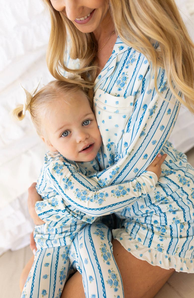 In My Jammers Forever Blooming Short Sleeve Short Set, Alternate, color, Cream / Blue Roses