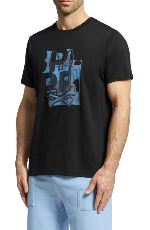 Psycho Bunny Zealand Graphic Applique Logo Tee In Black