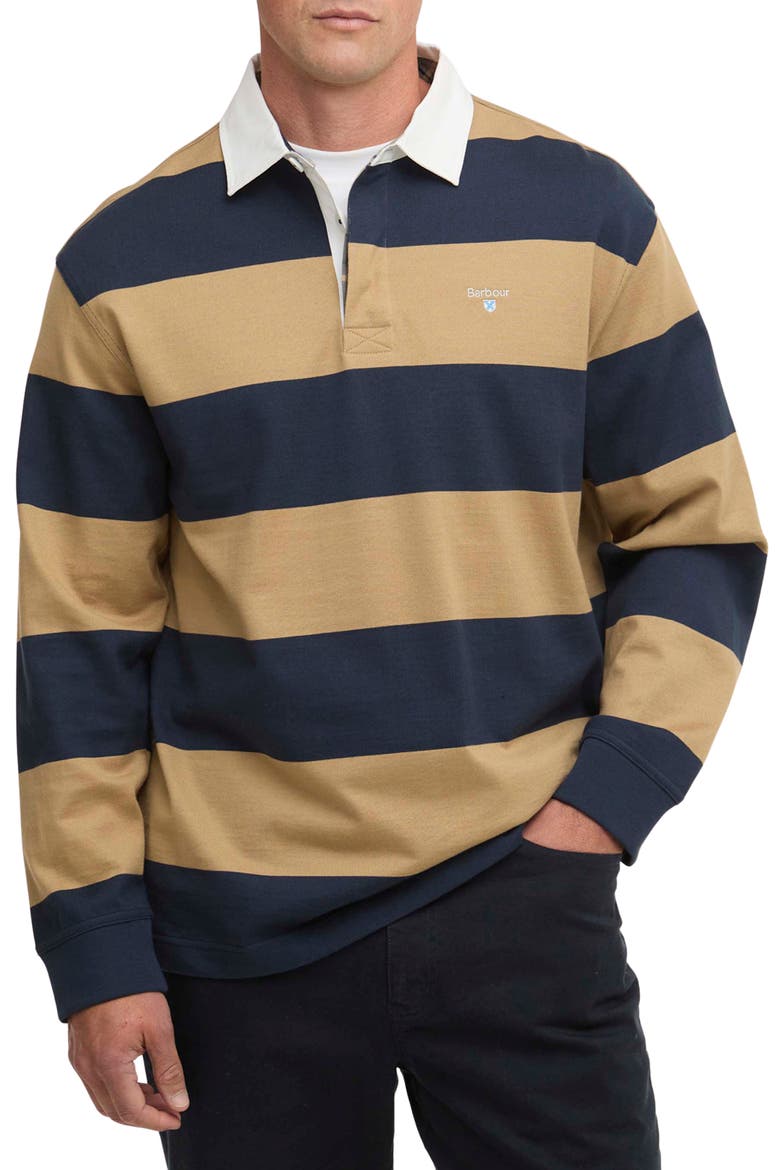 Broome Stripe Cotton Rugby Shirt, Main, color, NAVY/ TRENCH