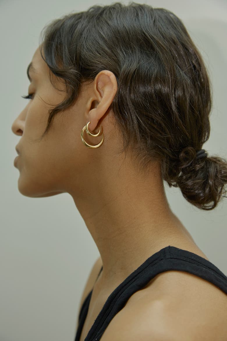 14kt Gold Vermeil Graduated Hoops, Alternate, color, Yellow Toned Gold