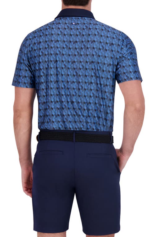 Ben Sherman Jacquard Geo Print Stretch Tech Polo In Blue