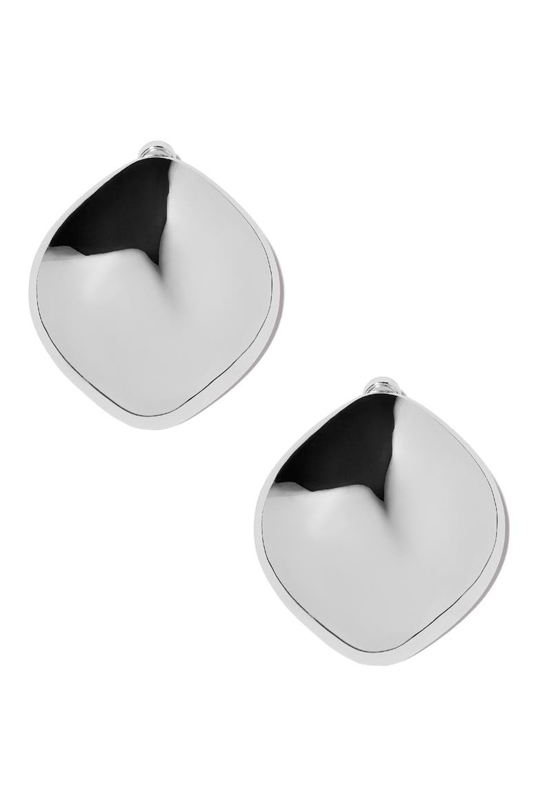 Puffy Cushion Earrings, Main, color, SILVER