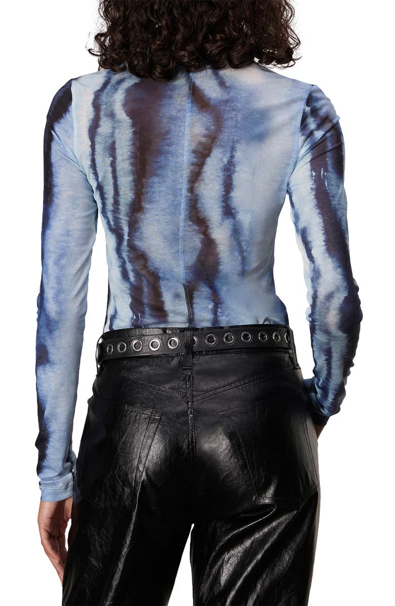 rag & bone Yana Mesh Long Sleeve Top, Alternate, color, Blue Multi