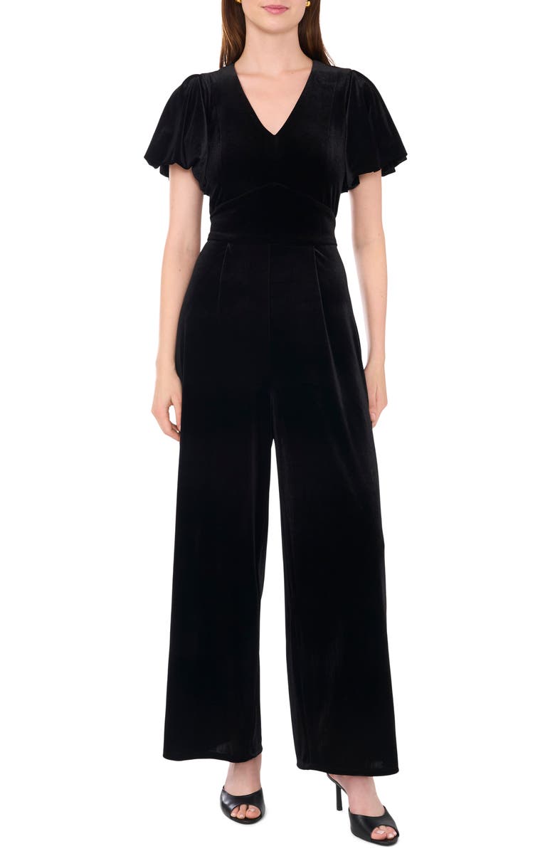 Halogen<sup>®</sup> Puff Sleeve Velvet Jumpsuit, Main, color,