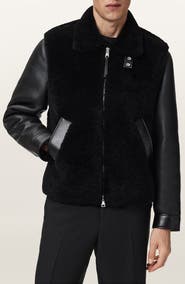 AllSaints Conyer Genuine Shearling Pilot Leather Jacket