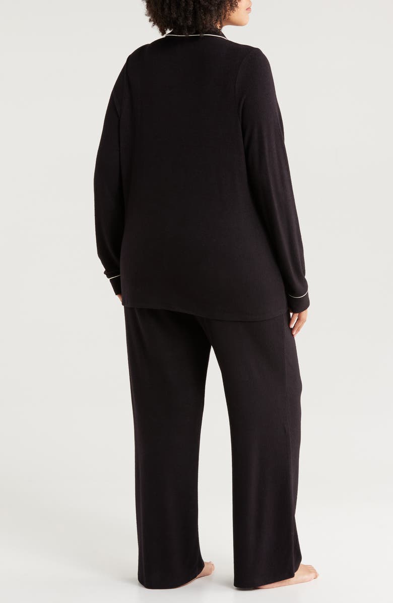 Nordstrom Brushed Hacci Pajamas, Alternate, color, Black