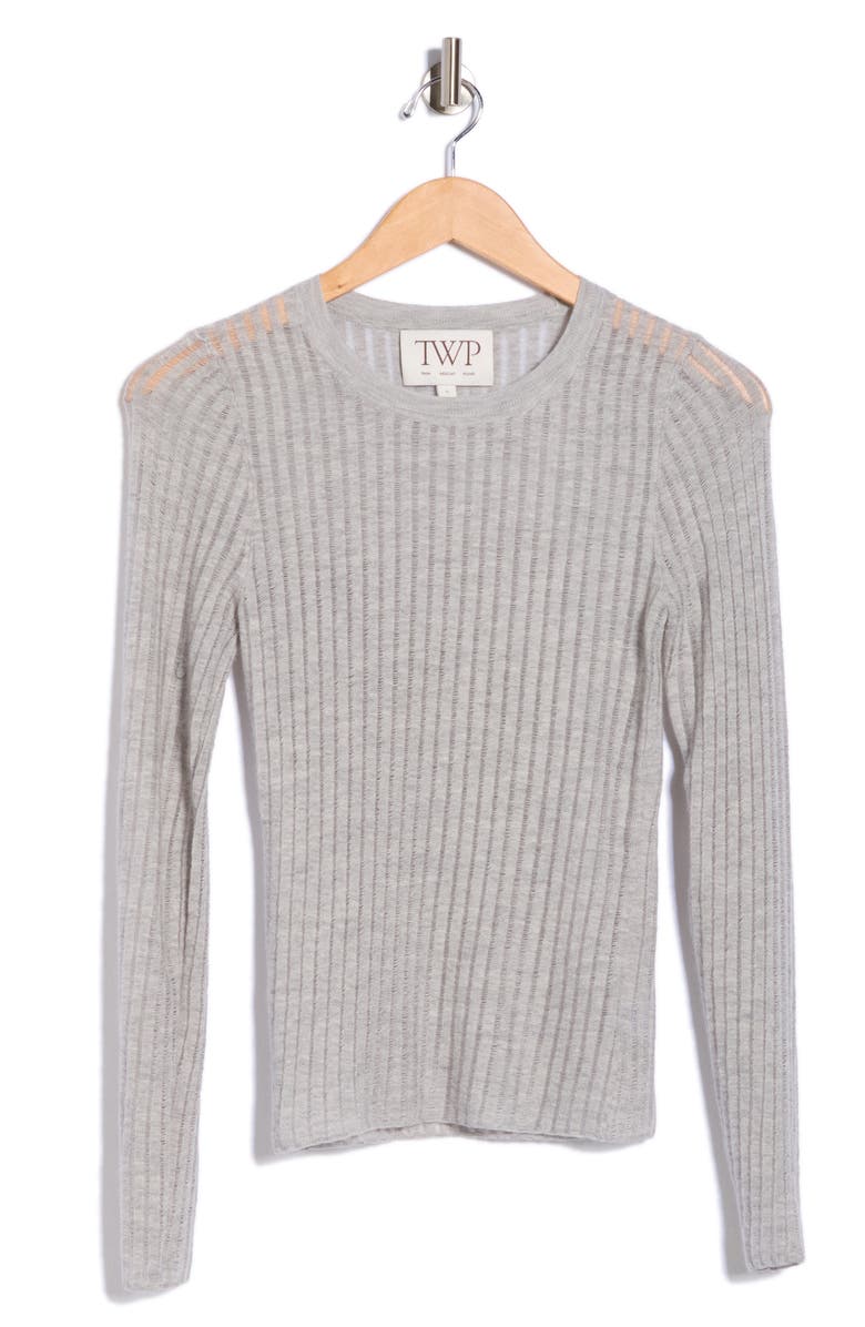 TWP Pointelle Knit Sweater, Main, color, Flat Gray