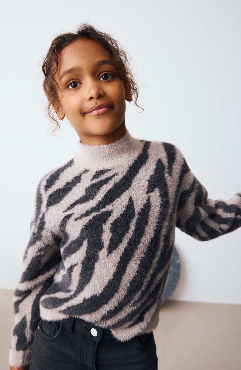 NEXT Kids' Zebra Knit Sweater, Alternate, color, Brown Multi