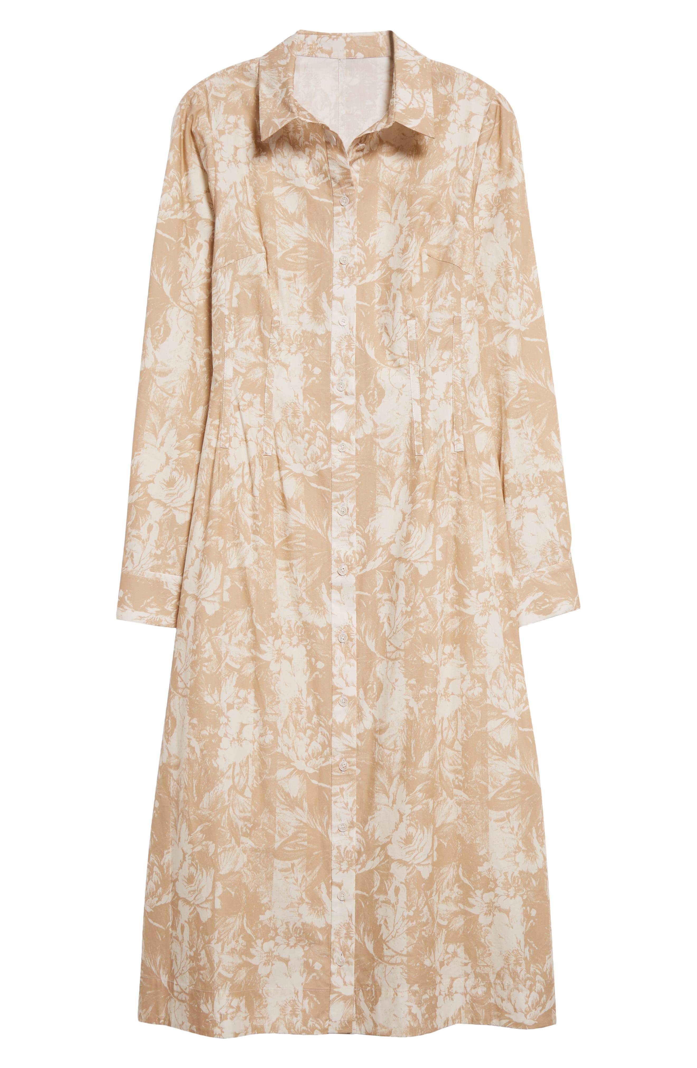 Lela Rose Floral Stripe Long Sleeve Cotton Shirtdress (Women ...
