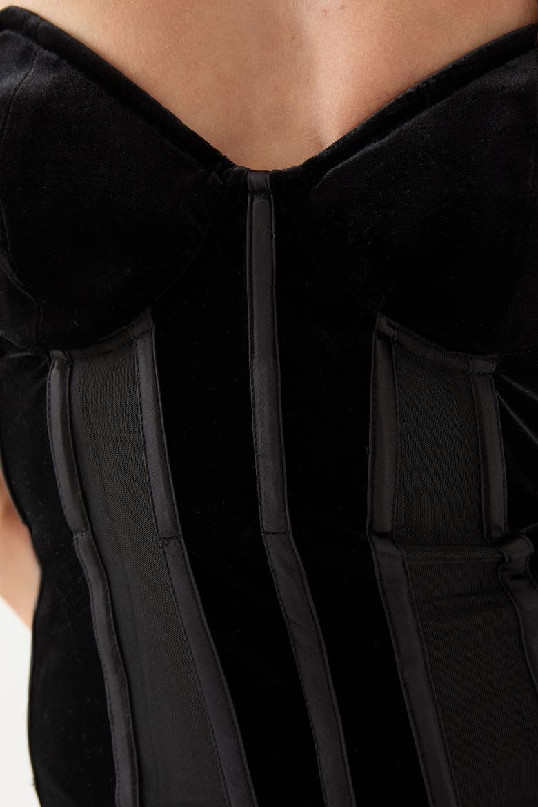 Mesh Panel Velvet Dress, Alternate, color, Black