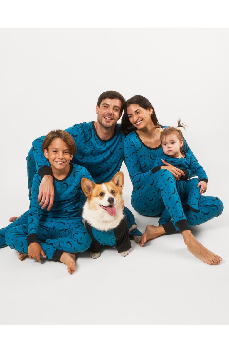 Leveret Kids Two-Piece Cotton Printed Matching Family Pajamas, Playful Graphics, Alternate, color, Moon