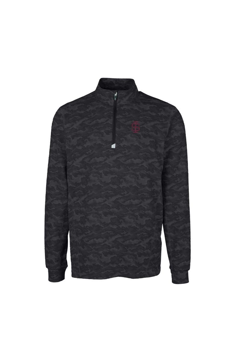Cutter & Buck Men's Cutter & Buck Black Southern Illinois Salukis Vault Big & Tall Traverse Camo Print Stretch Quarter-Zip Pullover Top, Alternate, color, 