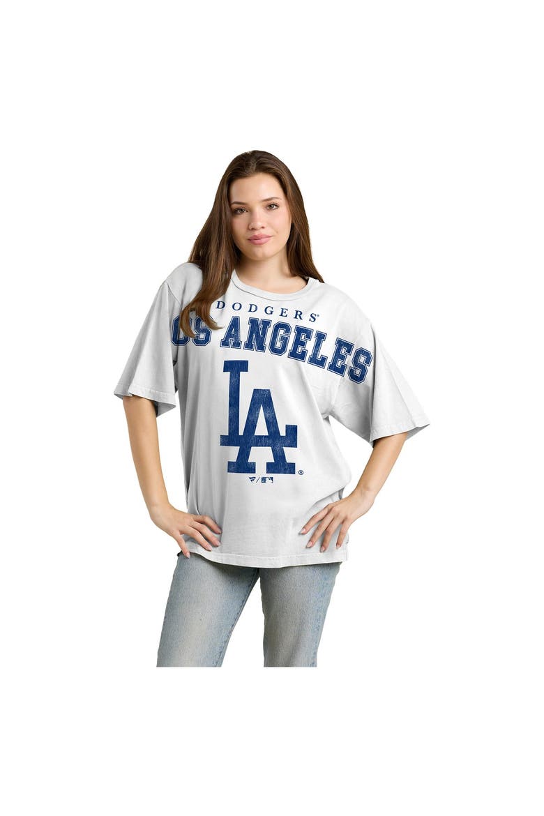 Women's Fanatics  White Los Angeles Dodgers Relaxed Big Text T-Shirt, Main, color, White