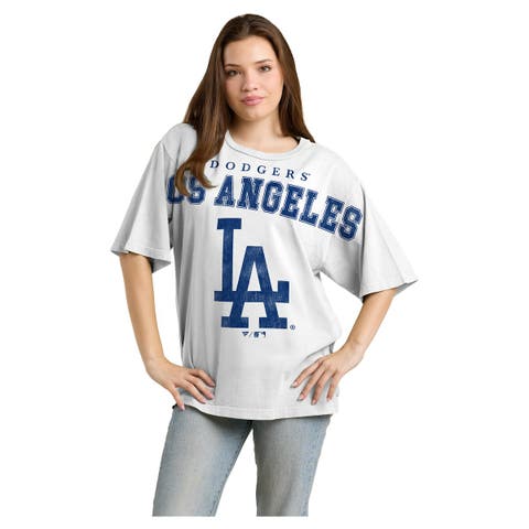 Women's Fanatics  White Los Angeles Dodgers Relaxed Big Text T-Shirt