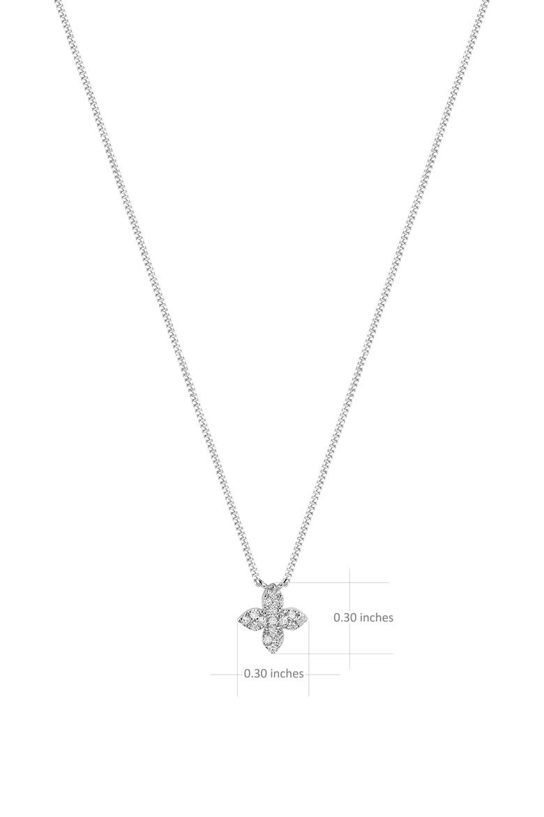 Little Flower Diamond Necklace |  17 natural diamonds | 925 Sterling Silver | Necklace | 15 - 16.5 in | White Rhodium, Alternate, color, White Rhodium
