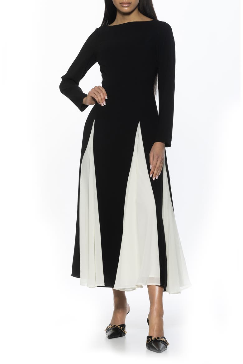 Elodie Floral Long Sleeve Maxi Dress, Main, color, BLACK/ WHITE