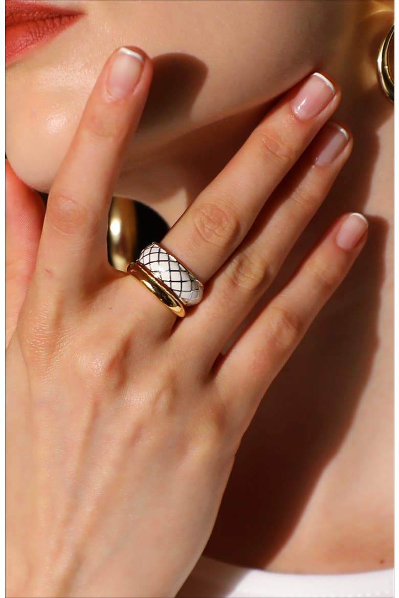 White Uraeus Ring, Alternate, color, White & Gold